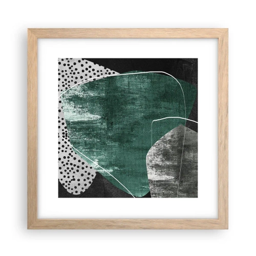 Affiche dans un chêne clair - Poster - Abstraction colorée avec feuille d'or - 30x30 cm