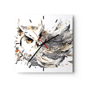 Horloge murale - Pendule murale - Un hibou aux plumes mystiques sous forme d'aquarelle artistique - 30x30cm - Elle vient du monde de la magie - Décoration murale moderne pour le salon et la chambre ARTTOR