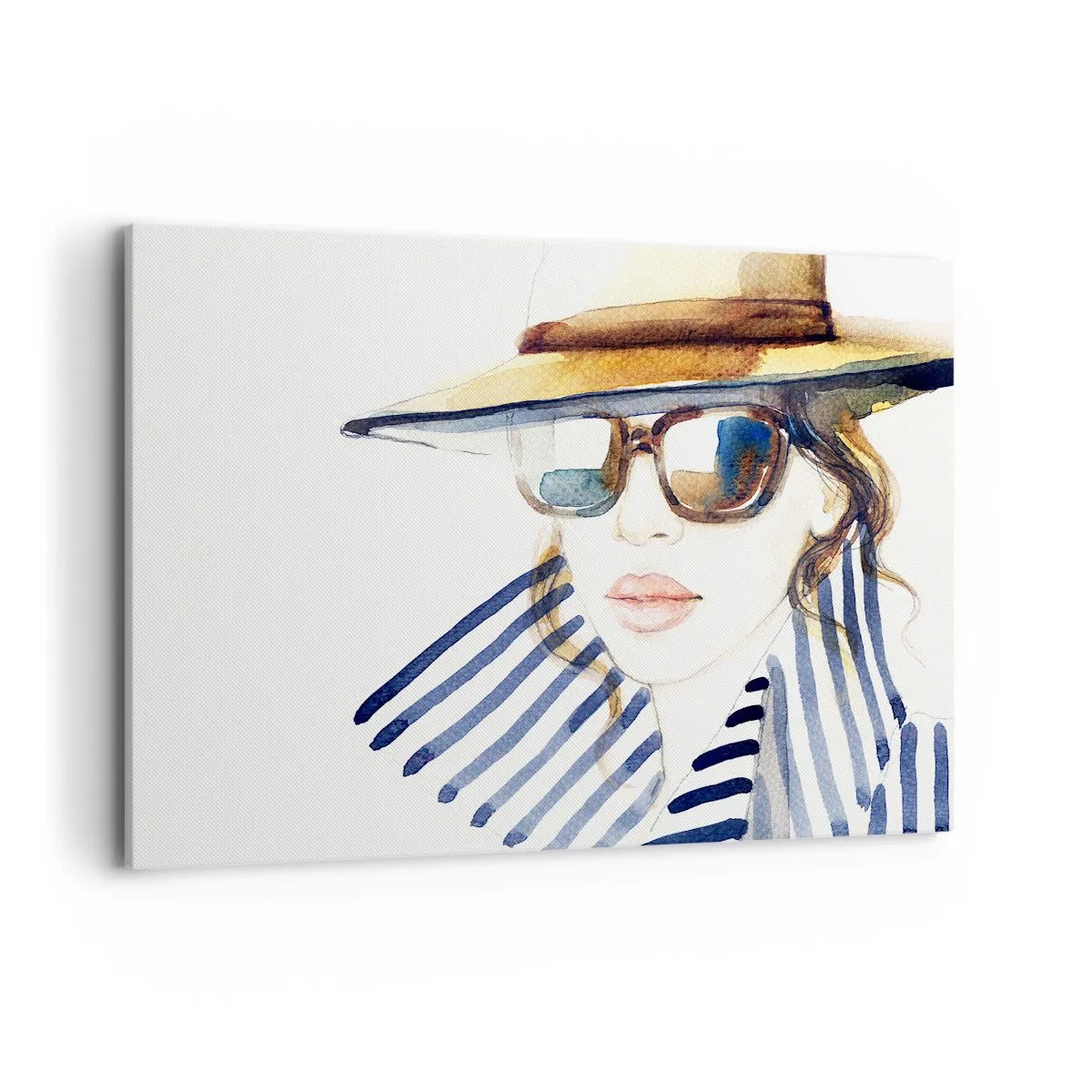 Impression sur toile - Image sur toile - Portrait d'une femme portant un chapeau et des lunettes de soleil - 100x70cm - La Floride vous souhaite la bienvenue ! - Décoration murale moderne pour le salon et la chambre ARTTOR