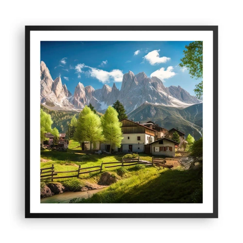 Affiche dans un cadre noir - Poster - Idylle alpine - 60x60 cm
