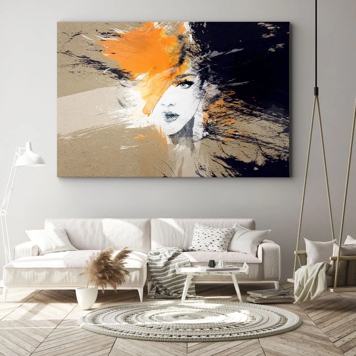 Impression sur toile - Image sur toile - Portrait abstrait d'une femme aux couleurs intenses - 120x80cm - Et la lumière fut - Décoration murale moderne pour le salon et la chambre ARTTOR
