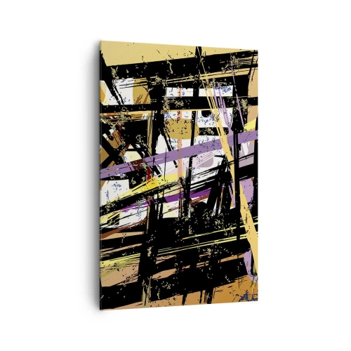 Impression sur toile - Image sur toile - Lignes et formes abstraites sur fond beige - 80x120cm - Une coupe nette - Décoration murale moderne pour le salon et la chambre ARTTOR