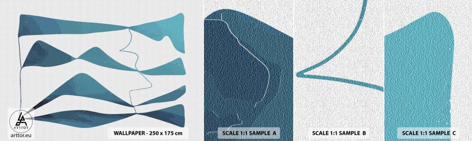 Échantillon de Papier Peint Autocollant Deluxe Sticker - Abstraction : composé turquoise - Minimalisme, Éléments, Abstraction - 100x30 cm