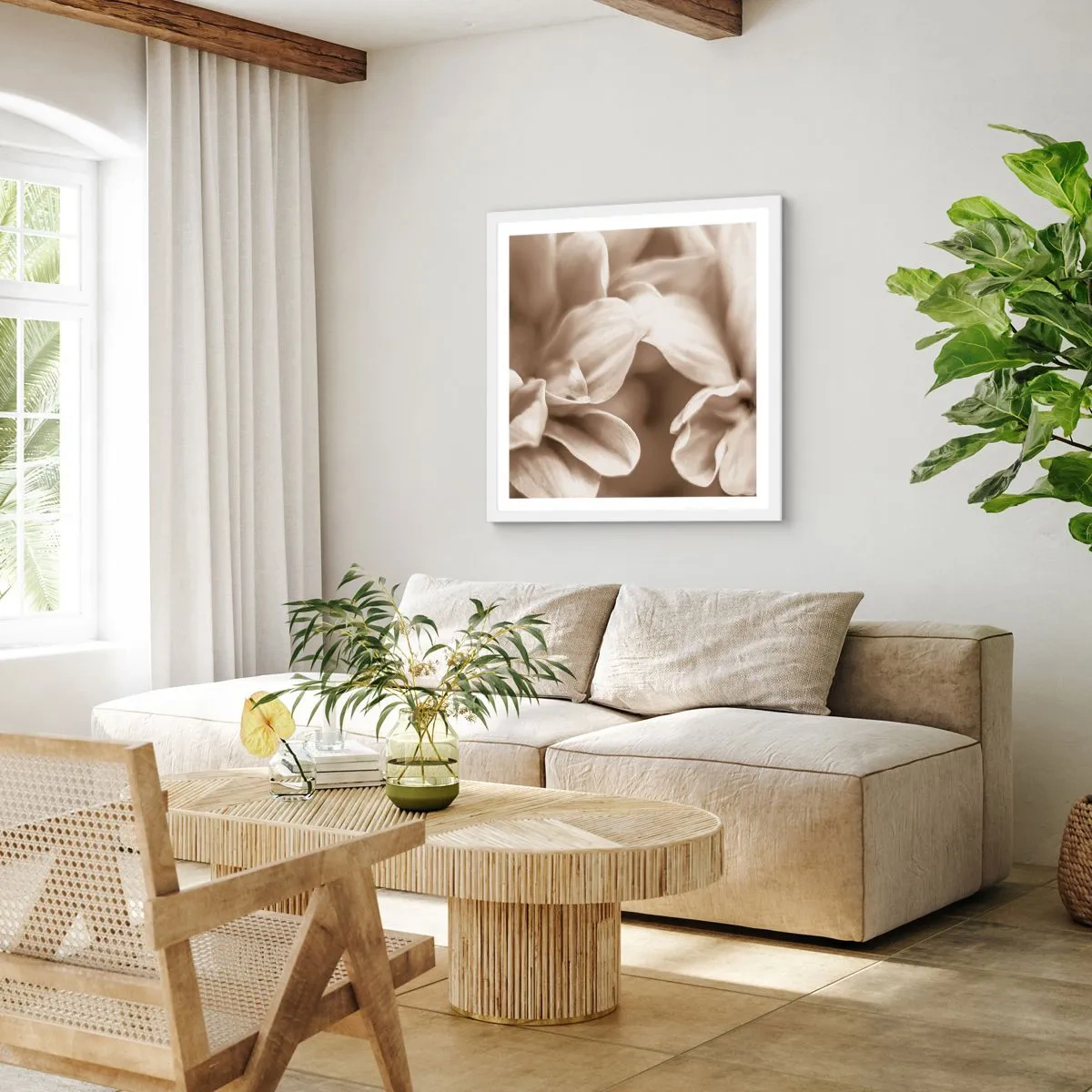 Affiche dans un cadre blanc - Poster - Doux comme un sourire - 60x60 cm