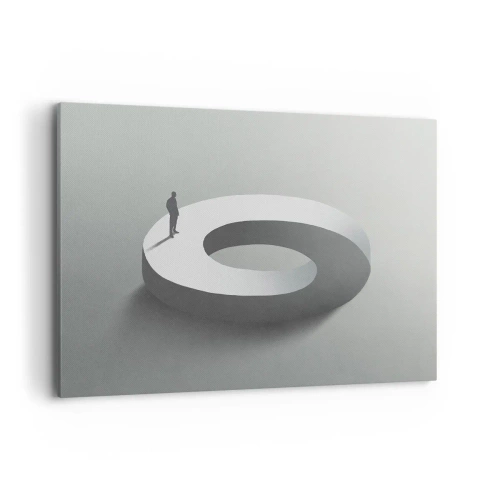 Impression sur toile - Image sur toile - Un homme sur une structure grise et abstraite - 100x70cm - Et sois intelligent ici - Décoration murale moderne pour le salon et la chambre ARTTOR