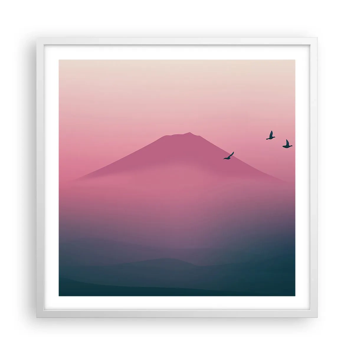 Affiche dans un cadre blanc - Poster - Des pèlerins au dessus des nuages - 60x60 cm