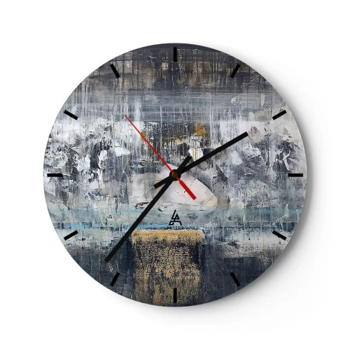 Horloge murale - Pendule murale - Composition abstraite dans des tons froids avec des textures - 30x30cm - Comme sur la glace, comme après décembre - Décoration murale moderne pour le salon, la cuisine et la chambre ARTTOR