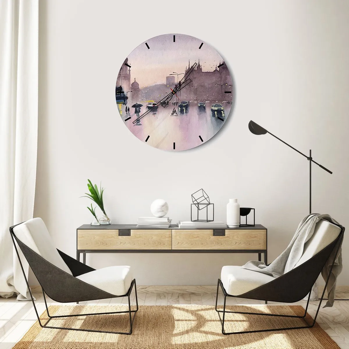 Horloge murale - Pendule murale - Dans une brume pluvieuse - 40x40 cm