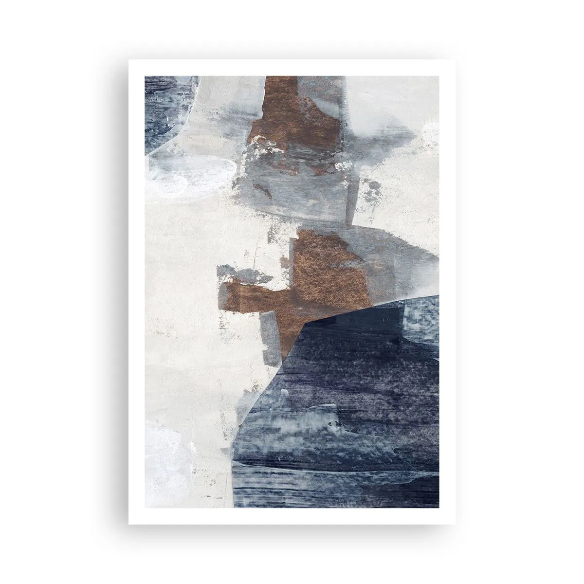 Affiche - Poster - Formes bleues et brunes - 70x100 cm
