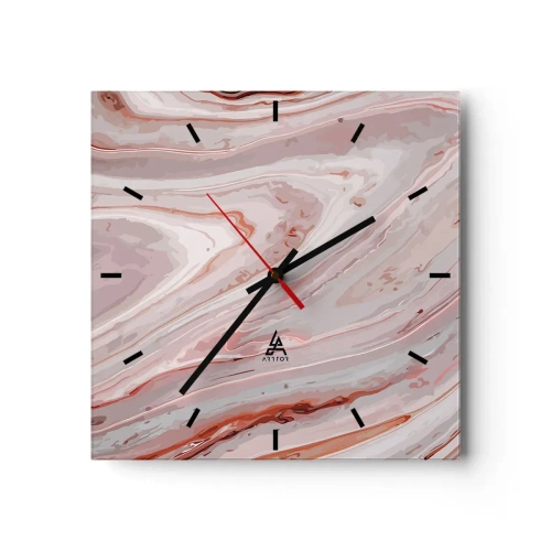 Horloge murale - Pendule murale - Vagues abstraites dans des tons délicats de rose et de beige - 30x30cm - Rose liquide - Décoration murale moderne pour le salon et la chambre ARTTOR