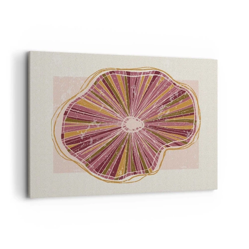 Impression sur toile - Image sur toile - Motif abstrait de tranches d'arbre dans des tons roses - 100x70cm - Abstraction rayonnante - Décoration murale moderne pour le salon et la chambre ARTTOR