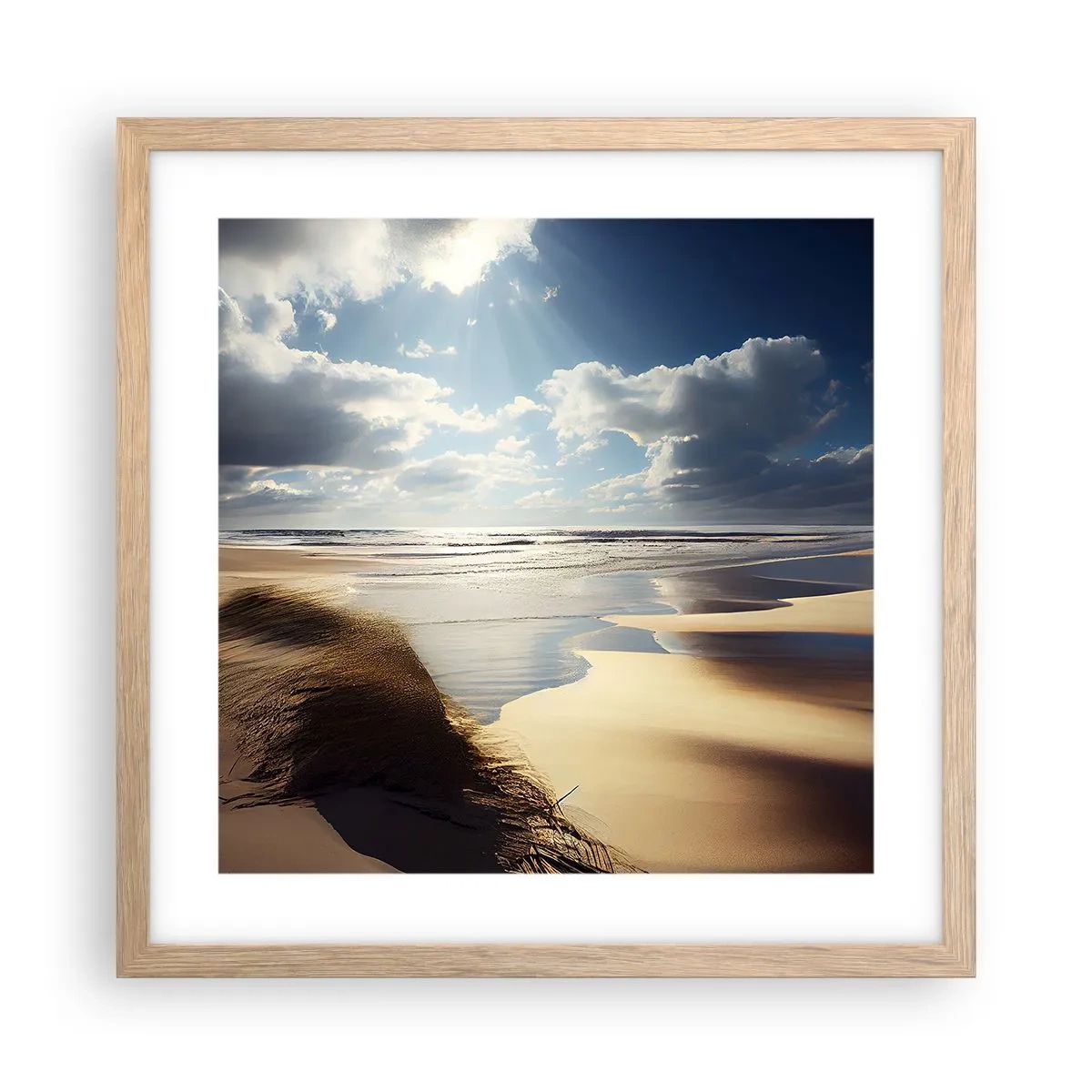 Affiche dans un chêne clair - Poster - Plage, plage sauvage - 40x40 cm
