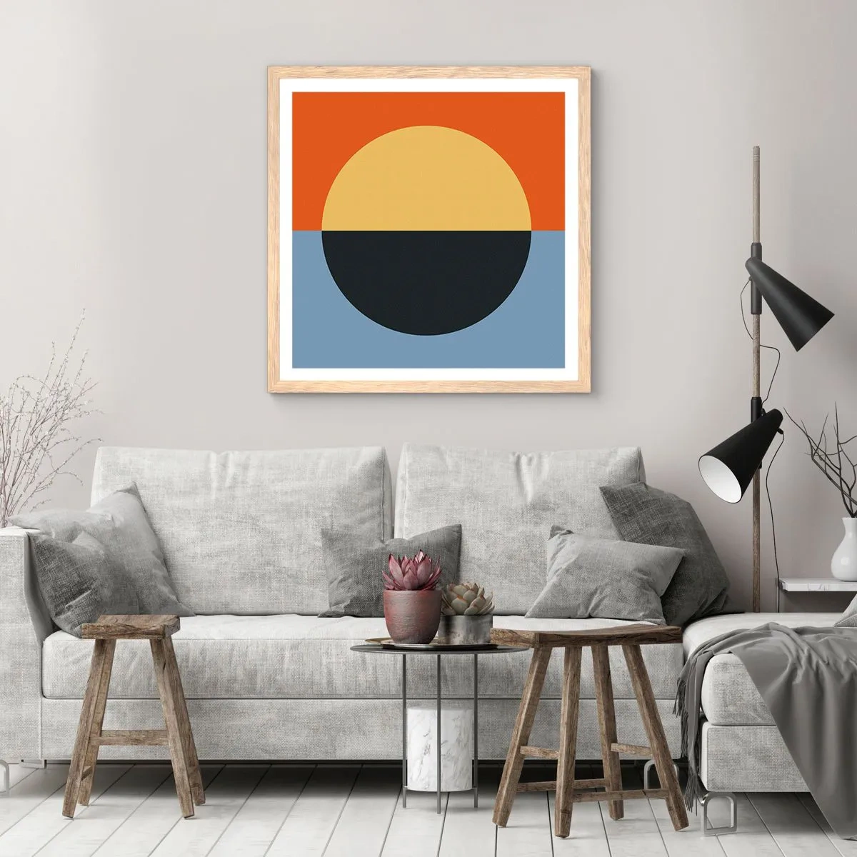 Affiche dans un chêne clair - Poster - Composition de chaleur et de fraîcheur - 40x40 cm