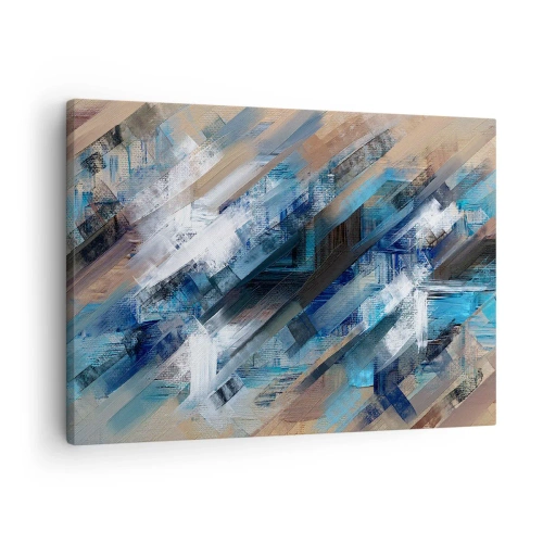 Impression sur toile - Image sur toile - Composition abstraite avec des lignes diagonales bleues - 70x50cm - Diagonale de bleus - Décoration murale moderne pour le salon et la chambre ARTTOR