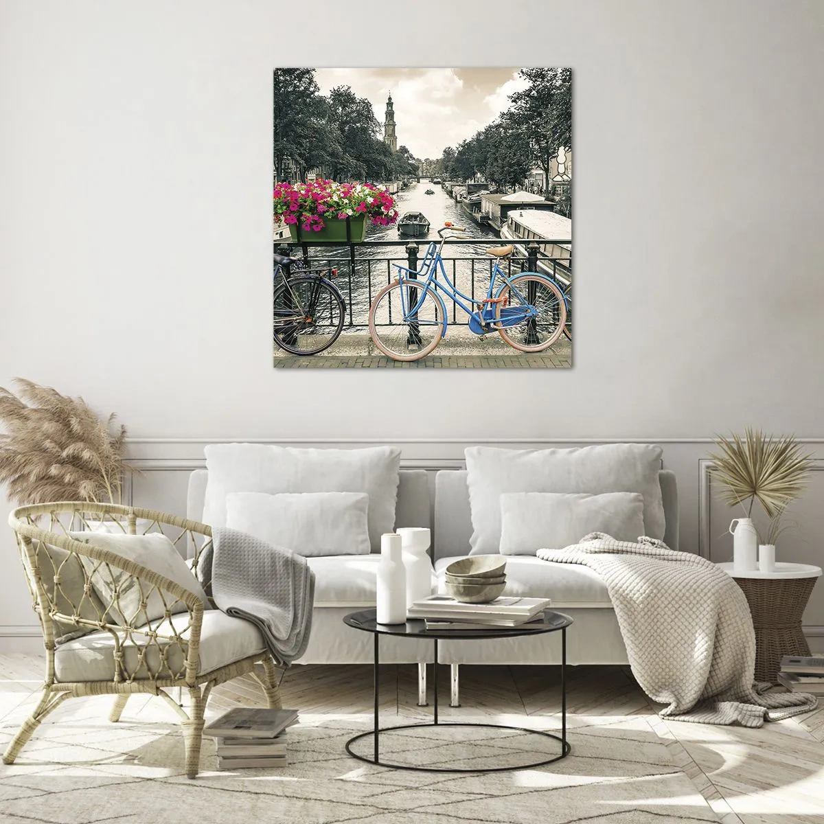 Impression sur verre - Image sur verre - Couleurs de rue d'Amsterdam - 50x50 cm