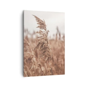 Impression sur toile - Image sur toile - Herbes dorées sur fond de paysage d'automne - 70x100cm - C'est déjà l'automne dans les champs - Décoration murale moderne pour le salon et la chambre ARTTOR