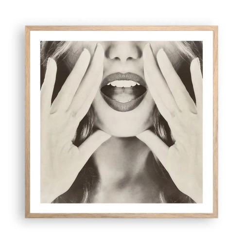 Affiche dans un chêne clair - Poster - J'arrive! - 60x60 cm