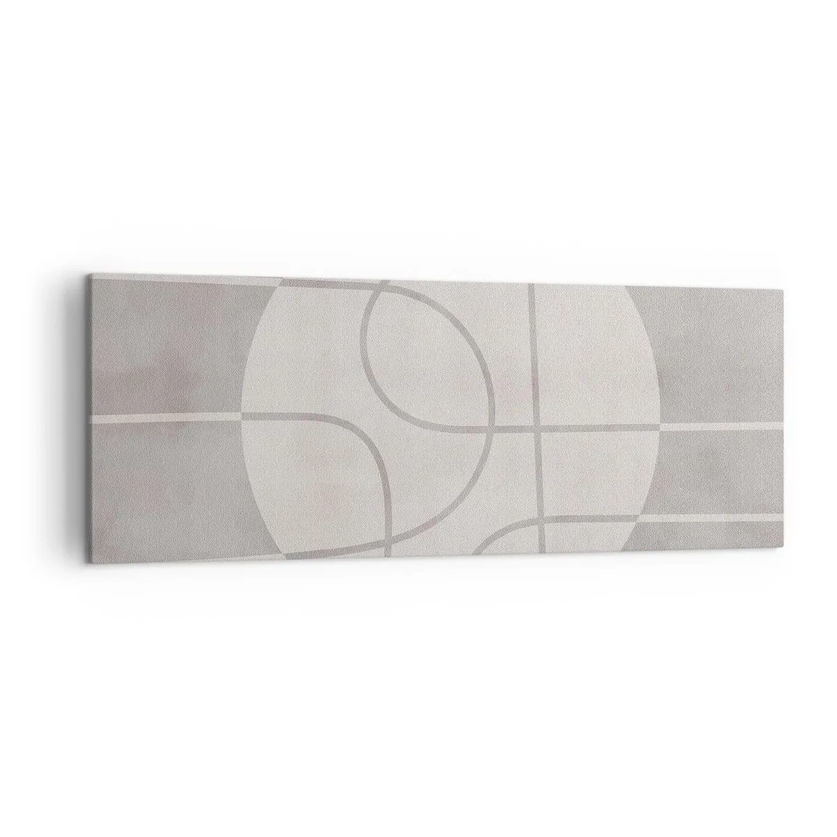 Impression sur toile - Image sur toile - Motif géométrique dans les tons de gris et de blanc - 140x50cm - Circulaire et tout droit - Décoration murale moderne pour le salon et la chambre ARTTOR