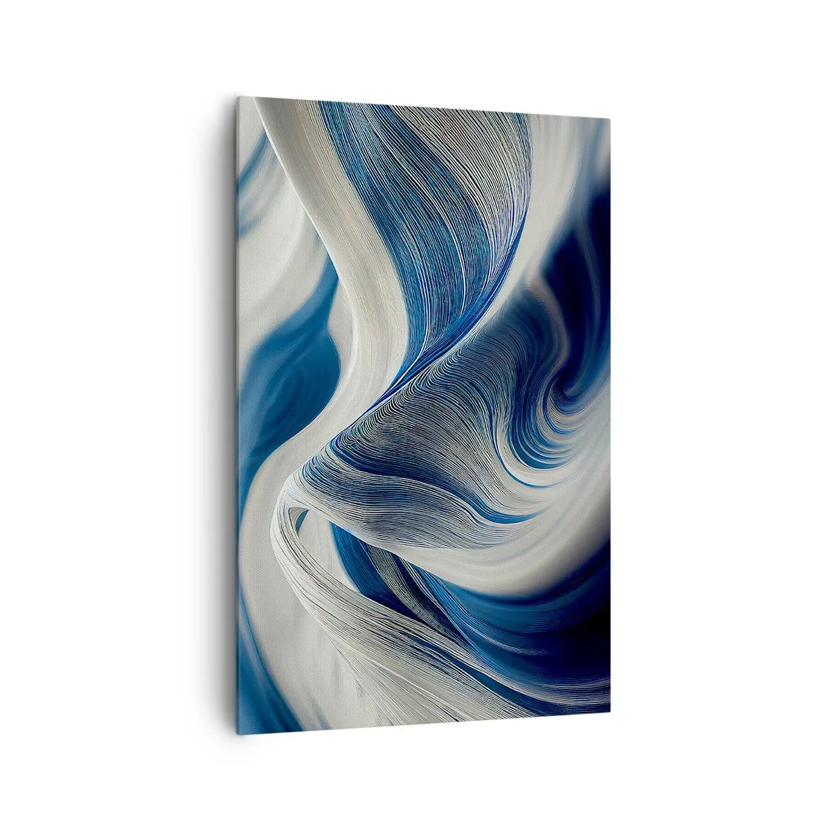 Impression sur toile - Image sur toile - Vagues abstraites dans des tons de bleu et de blanc - 80x120cm - La fluidité du bleu et du blanc - Décoration murale moderne pour le salon et la chambre ARTTOR