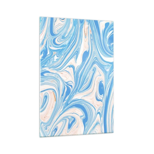 Impression sur verre - Image sur verre - Tourbillons abstraits de style marbre bleu et blanc - 70x100cm - Bassin turquoise - Décoration murale moderne pour le salon et la chambre ARTTOR