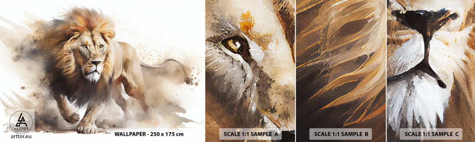 Échantillon De Papier Peint Standard Eco - Le roi bougea - Lion, Brillant, Animal - 100x30 cm