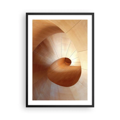 Affiche dans un cadre noir - Poster - Structure en spirale en bois avec une teinte dorée - 50x70cm - Serpentin architectural - Décoration murale moderne pour le salon et la chambre ARTTOR