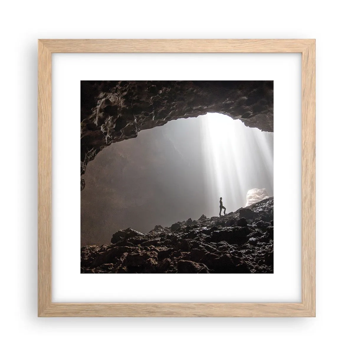 Affiche dans un chêne clair - Poster - Grotte lumineuse - 30x30 cm