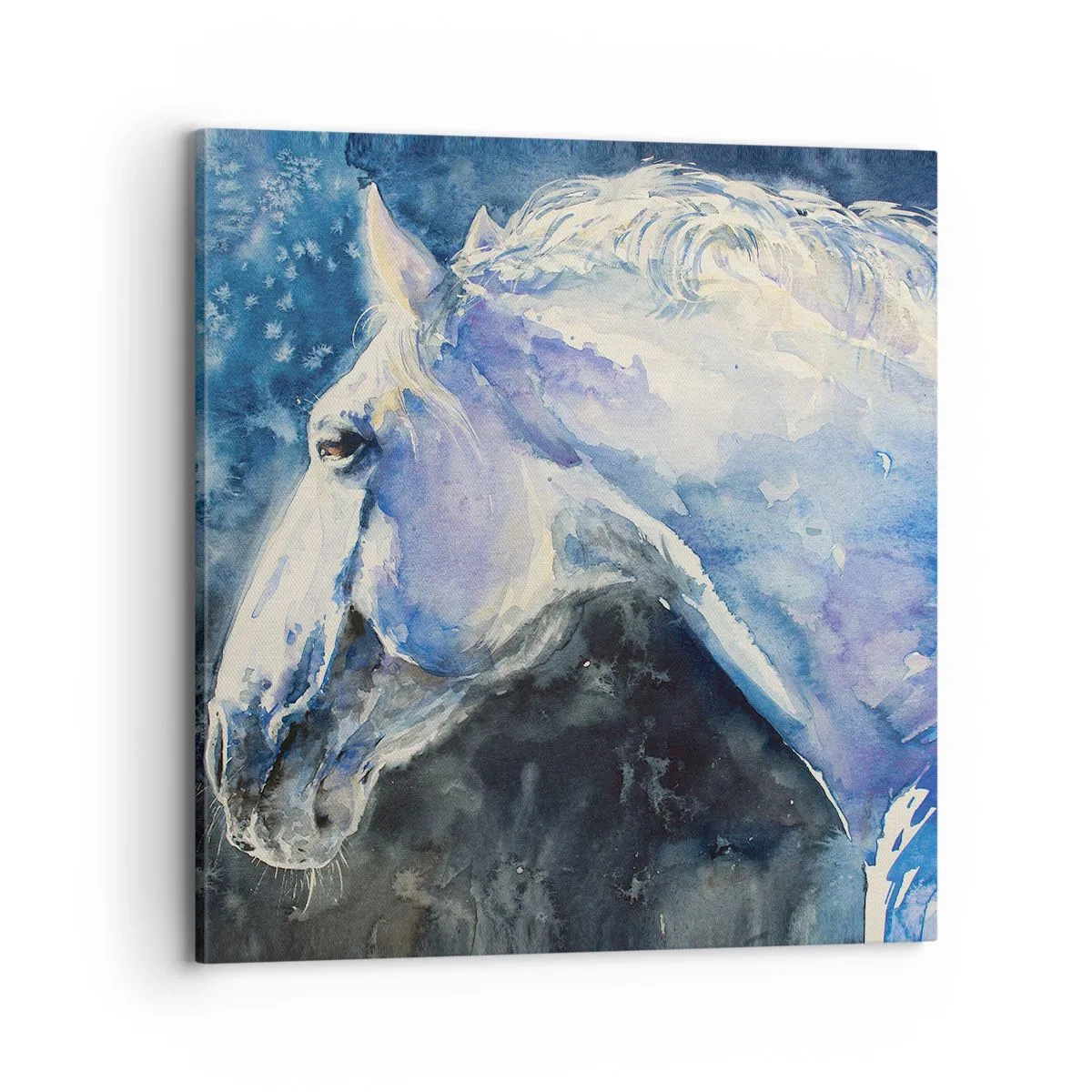 Impression sur toile - Image sur toile - Portrait dans une lueur azur - 70x70 cm