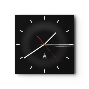 Horloge murale - Pendule murale - Un avion à réaction avec une traînée de condensation visible sur fond noir - 30x30cm - Dans une autre dimension - Décoration murale moderne pour le salon et la chambre ARTTOR