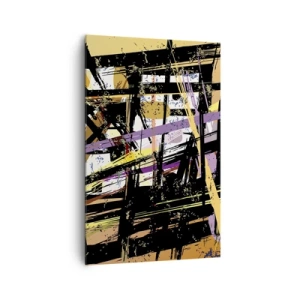 Impression sur toile - Image sur toile - Lignes et formes abstraites sur fond beige - 80x120cm - Une coupe nette - Décoration murale moderne pour le salon et la chambre ARTTOR