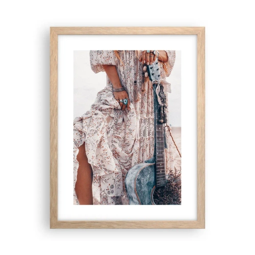 Affiche dans un chêne clair - Poster - Enfant de fleur en route - 30x40 cm