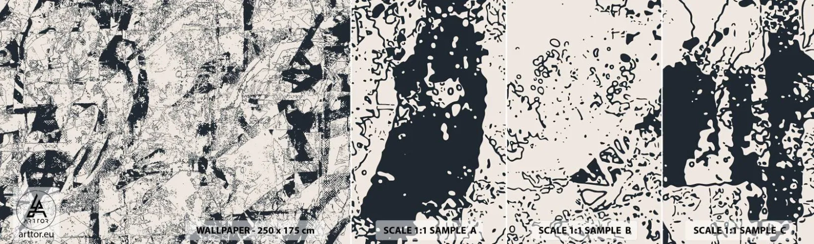 Échantillon de Papier Peint Autocollant Deluxe Sticker - Interpénétration des contraires - Abstraction, Morceau, Collage - 100x30 cm