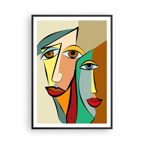 Affiche dans un cadre noir - Poster - Couple cubiste - 70x100 cm