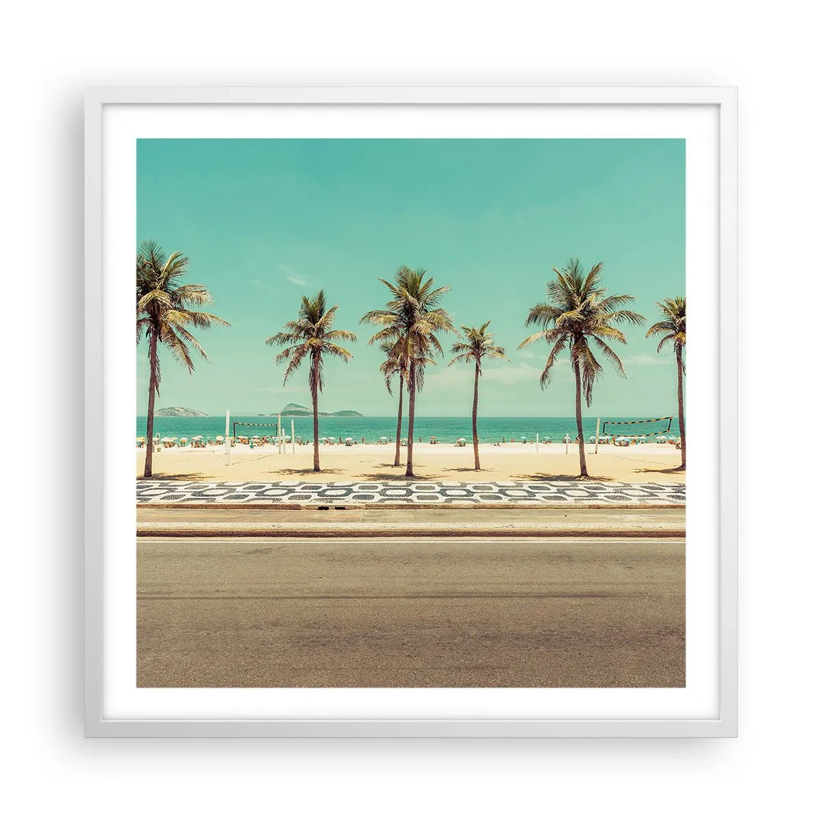 Affiche dans un cadre blanc - Poster - Gardien de plage - 60x60 cm