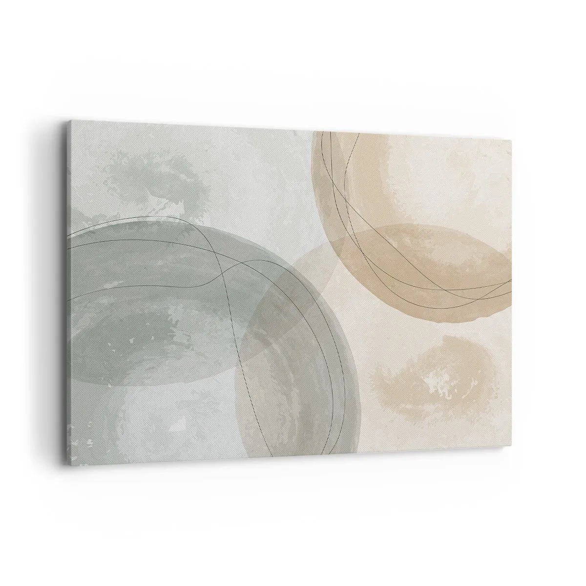 Impression sur toile - Image sur toile - Composition abstraite aux couleurs pastel avec des lignes - 100x70cm - Mondes pénétrants - Décoration murale moderne pour le salon et la chambre ARTTOR