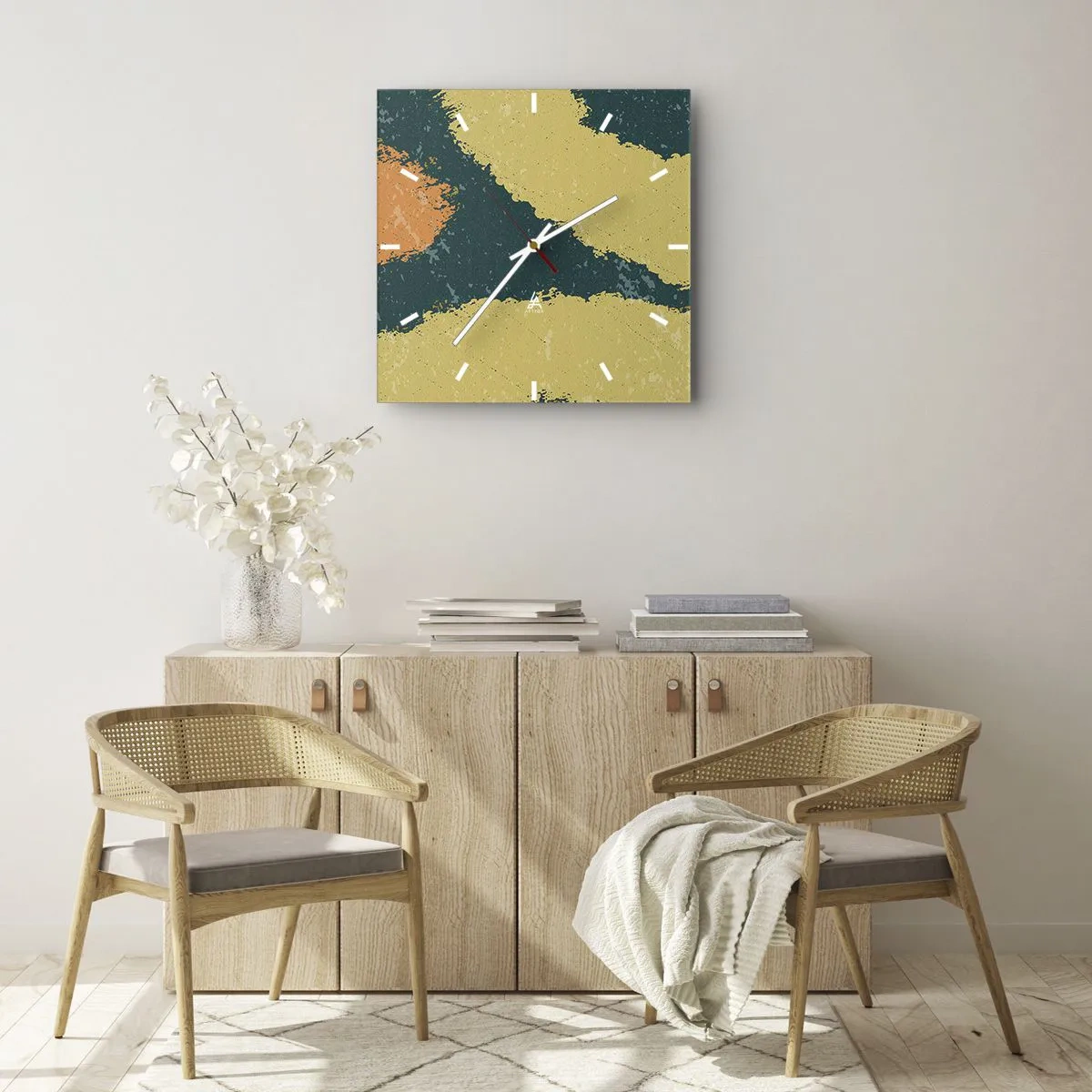 Horloge murale - Pendule murale - Abstraction – mouvement lent - 40x40 cm