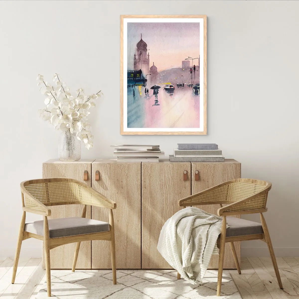 Affiche dans un chêne clair - Poster - Dans une brume pluvieuse - 50x70 cm