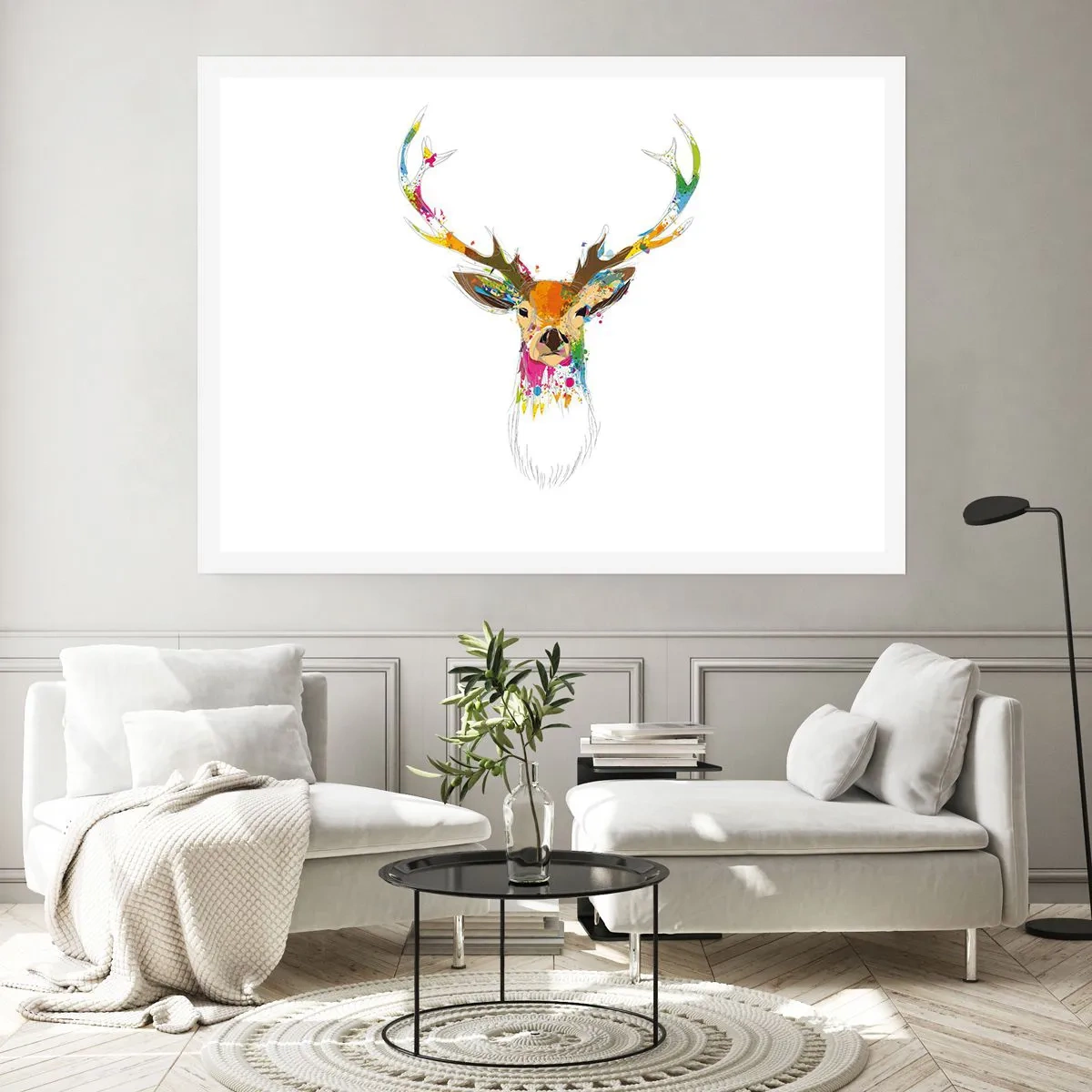 Affiche - Poster - Un cerf doux baigné de couleur - 70x50 cm