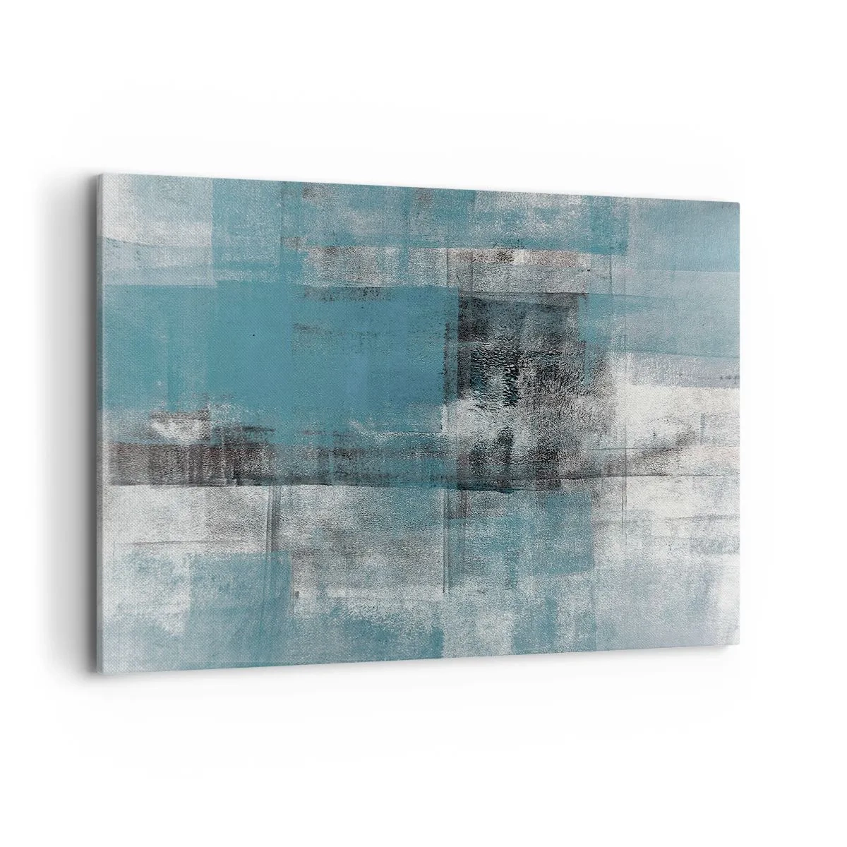 Impression sur toile - Image sur toile - Une composition abstraite dans des tons de bleu avec texture et couches. - 120x80cm - Eau et air - Décoration murale moderne pour le salon et la chambre ARTTOR