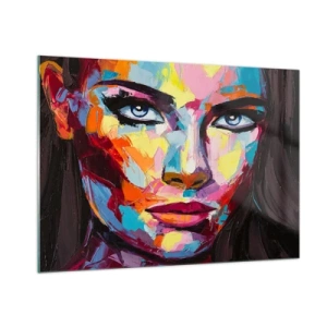 Impression sur verre - Image sur verre - Portrait coloré d'une femme dans un style abstrait - 100x70cm - L'âme aussi est colorée - Décoration murale moderne pour le salon et la chambre ARTTOR