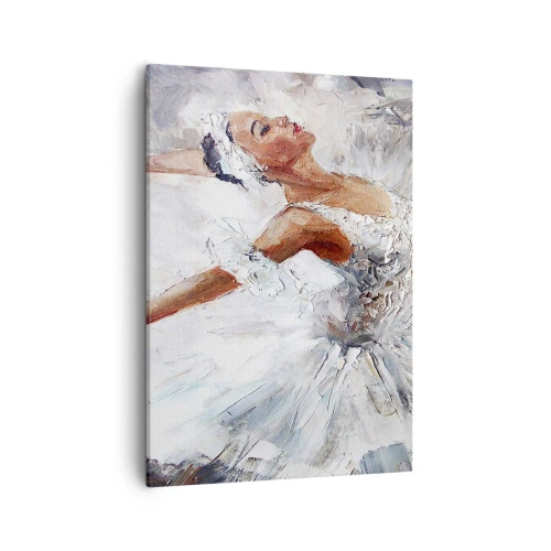 Impression sur toile - Image sur toile - Une ballerine en robe blanche dansant - 50x70cm - Délicat et léger comme du tulle - Décoration murale moderne pour le salon et la chambre ARTTOR