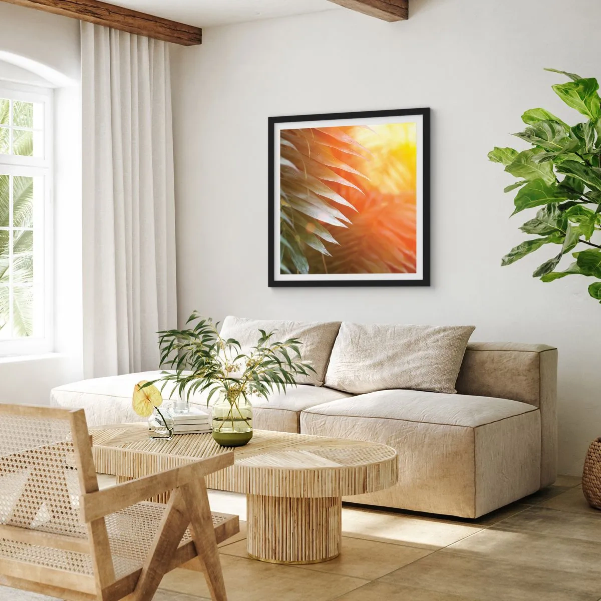 Affiche dans un cadre noir - Poster - Matinée dans la jungle - 30x30 cm