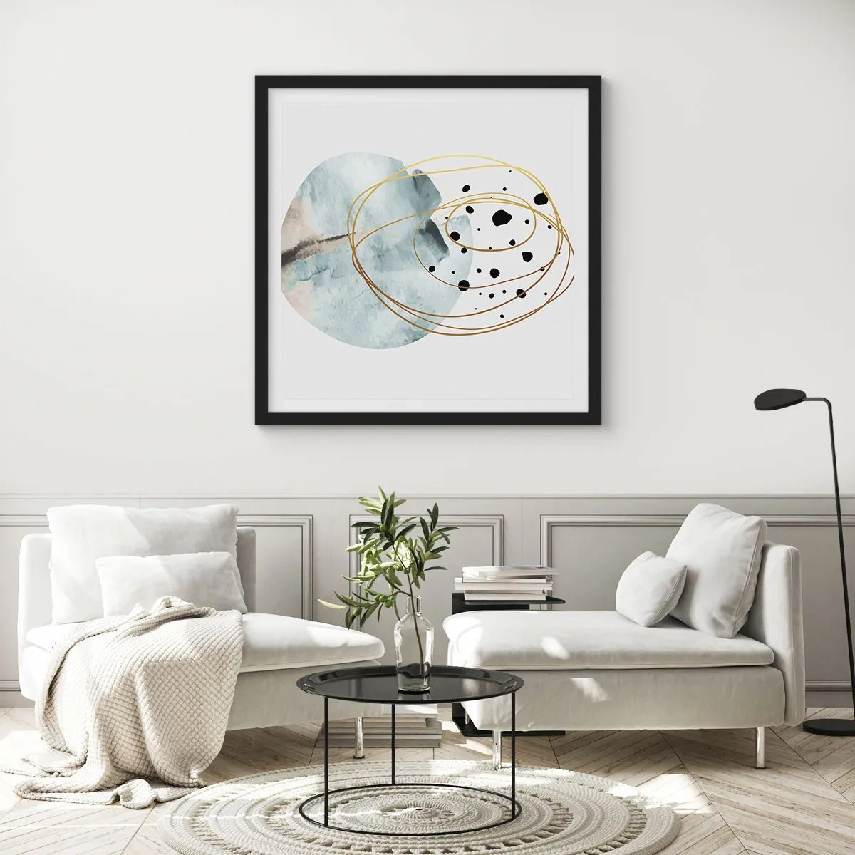 Affiche dans un cadre noir - Poster - Emmêlement de l'espace - 40x40 cm