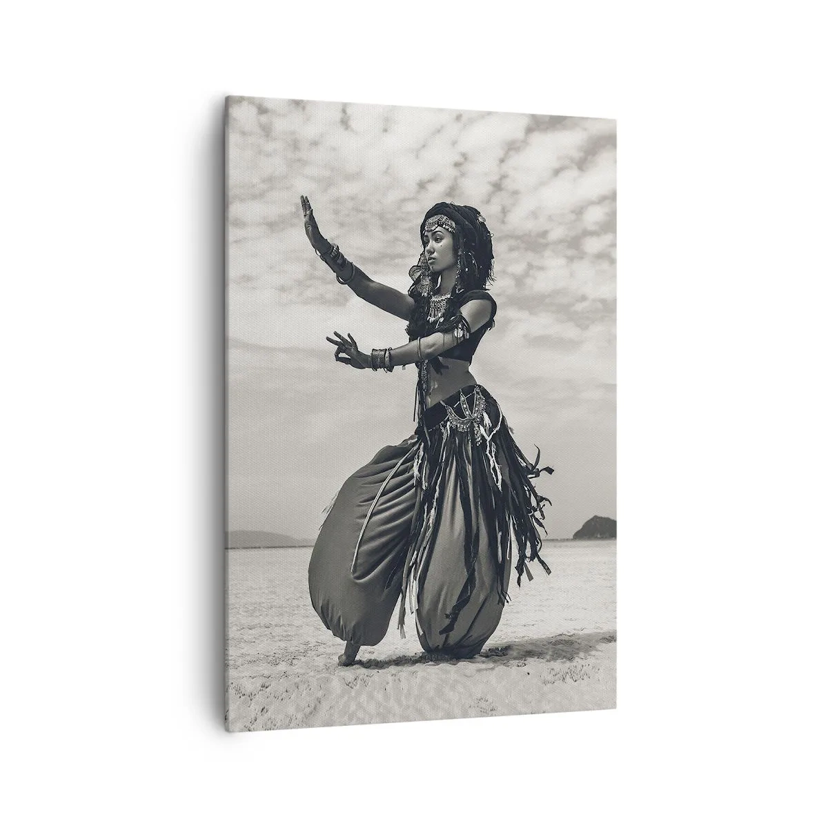 Impression sur toile - Image sur toile - Danseuse exotique sur fond de désert - 70x100cm - Danse des îles du sud - Décoration murale moderne pour le salon et la chambre ARTTOR
