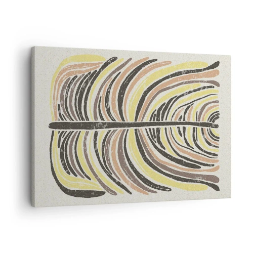 Impression sur toile - Image sur toile - Motif de feuille abstrait dans des tons terreux - 70x50cm - Abstraction pleine de vie - Décoration murale moderne pour le salon et la chambre ARTTOR