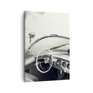 Impression sur toile - Image sur toile - Intérieur de voiture classique de style monochrome - 50x70cm - Temps pour riche - Décoration murale moderne pour le salon et la chambre ARTTOR