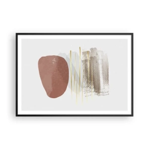 Affiche dans un cadre noir - Poster - Composition abstraite dans les tons beige et or - 100x70cm - Colonnade abstraite - Décoration murale moderne pour le salon et la chambre ARTTOR