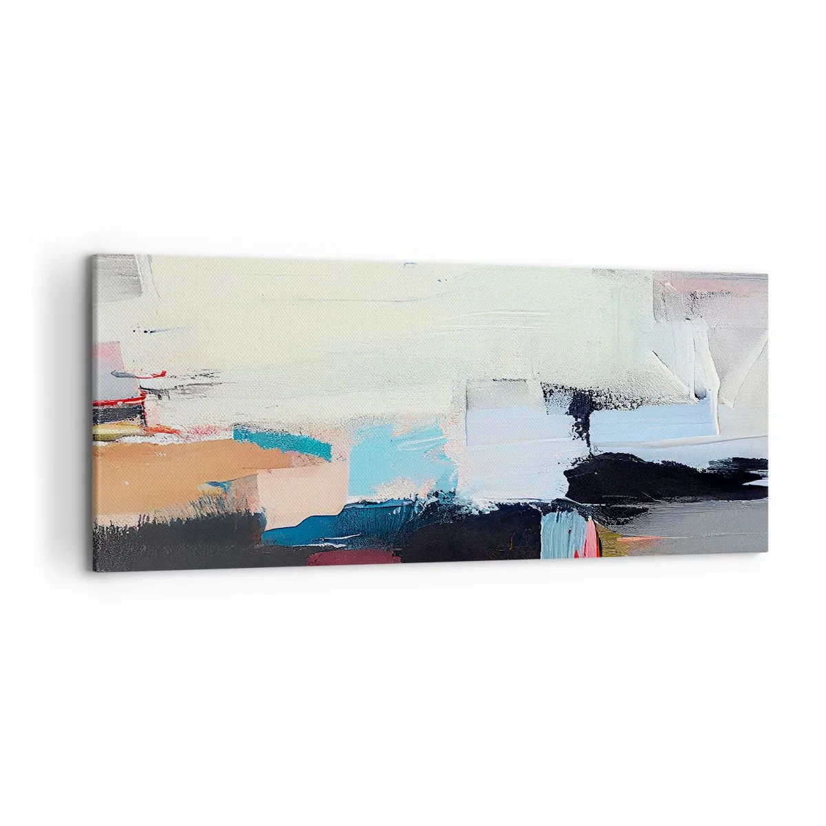 Impression sur toile - Image sur toile - Abstraction colorée avec des coups de pinceau dynamiques - 120x50cm - Y a-t-il une méthode ? - Décoration murale moderne pour le salon et la chambre ARTTOR