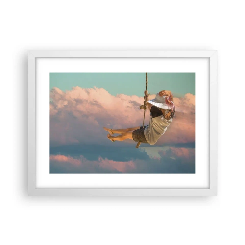 Affiche dans un cadre blanc - Poster - S'amuser dans les nuages - 40x30 cm