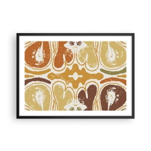 Affiche dans un cadre noir - Poster - Motifs abstraits chaleureux dans les tons jaunes et bruns - 70x50cm - Abstraction sentimentale - Décoration murale moderne pour le salon et la chambre ARTTOR